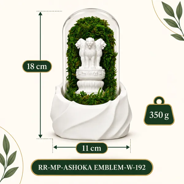 Polymer_Glass_Dome_White_Ashoka_Emblem_Preserved_Moss_Decor