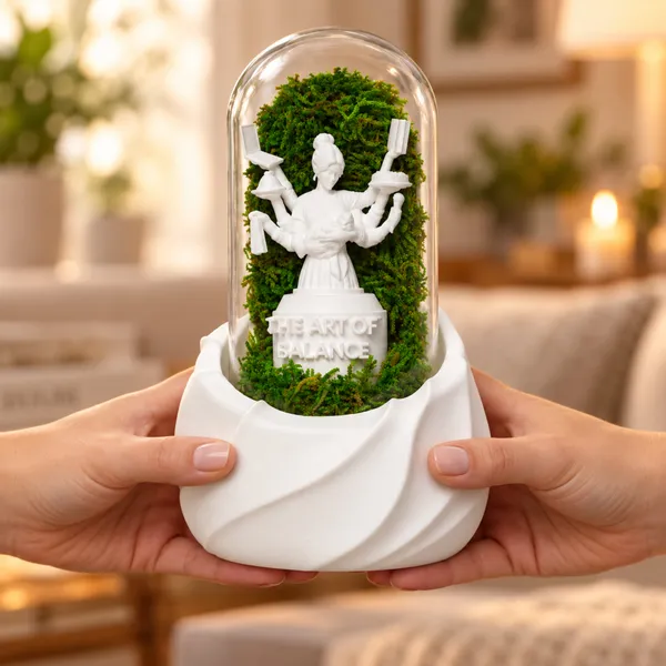 Polymer_Glass_Dome_White_Mother_Figurine_Preserved_Moss_Decor