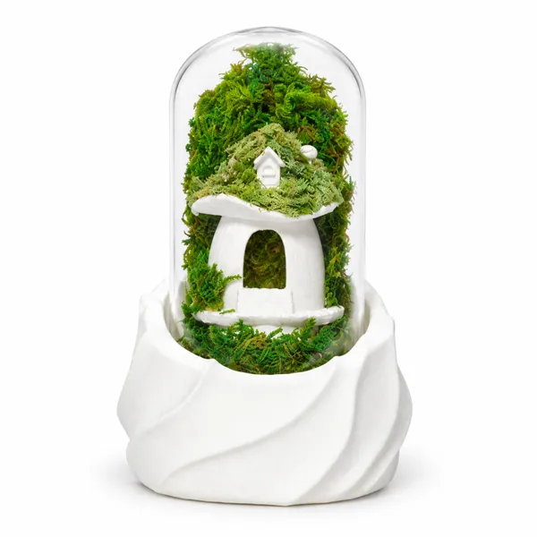 Polymer_Glass_Woodland_Moss_Miniature_House_White_For_Glass_Dome_Decor