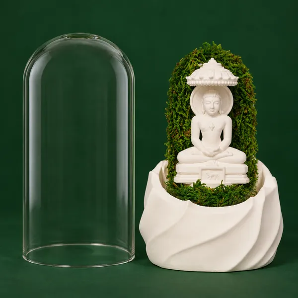 Polymer_Glass_Spiritual_Moss_Mahaveer_White_For_Glass_Dome_Decor