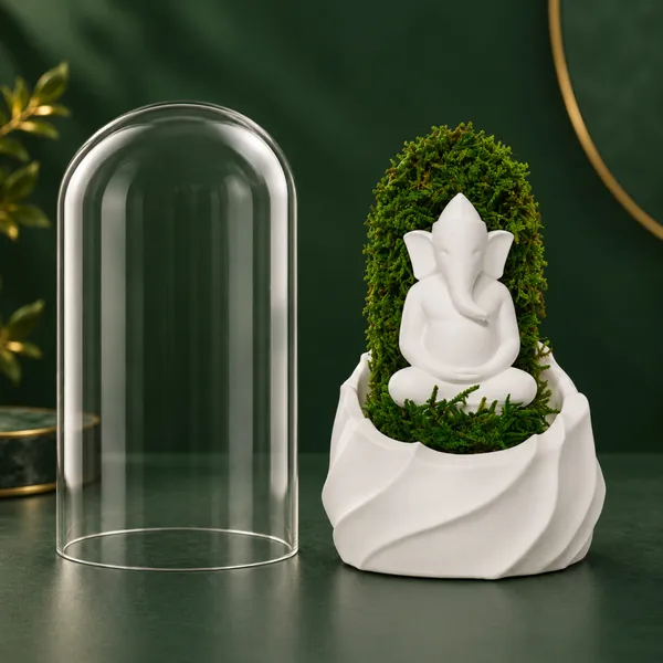 Polymer_Glass_Spiritual_Moss_Ganesha_White_For_Glass_Dome_Decor