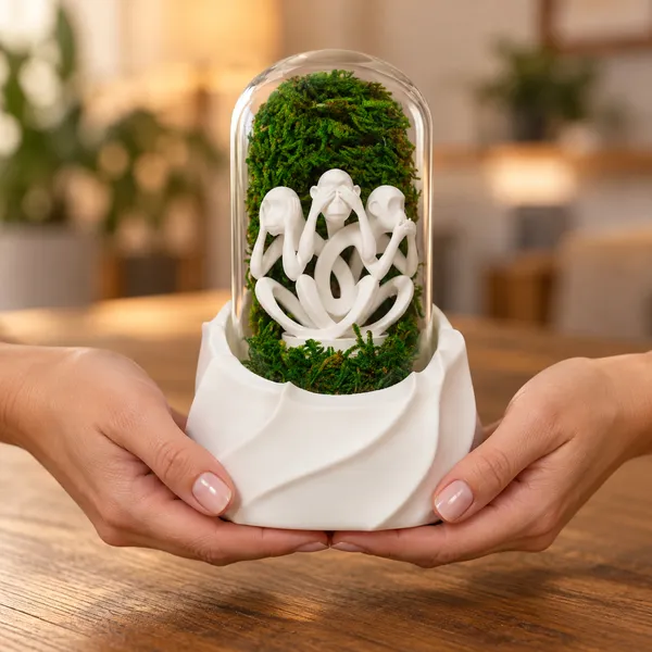 Polymer_Glass_Dome_White_Three_Monkeys_Preserved_Moss_Decor
