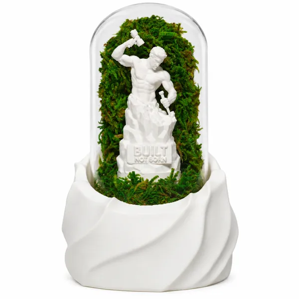 Polymer_Glass_Contemporary_Moss_Warrior_Figurine_White_For_Glass_Dome_Decor