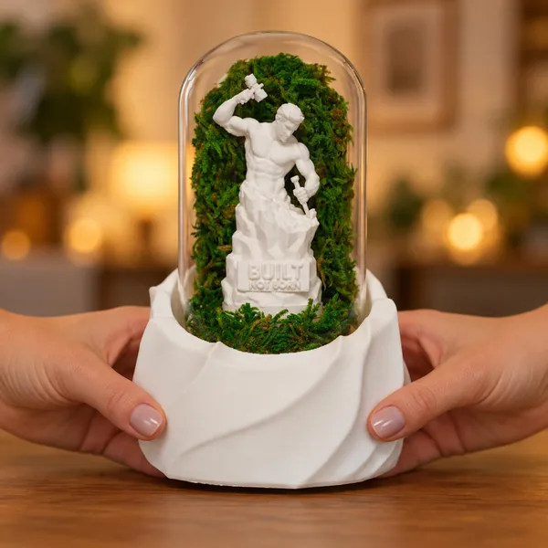 Polymer_Glass_Contemporary_Moss_Warrior_Figurine_White_For_Glass_Dome_Decor
