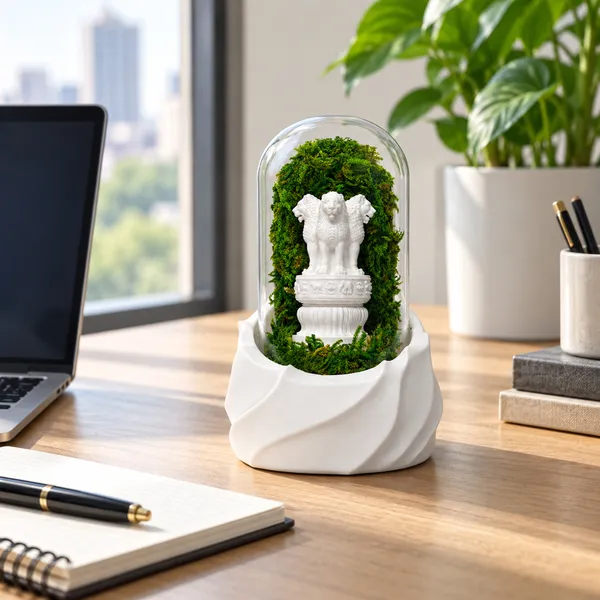 Polymer_Glass_Dome_White_Ashoka_Emblem_Preserved_Moss_Decor