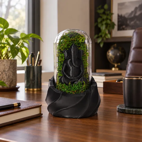 Polymer_Glass_Dome_Black_Ganesha_Preserved_Moss_Decor