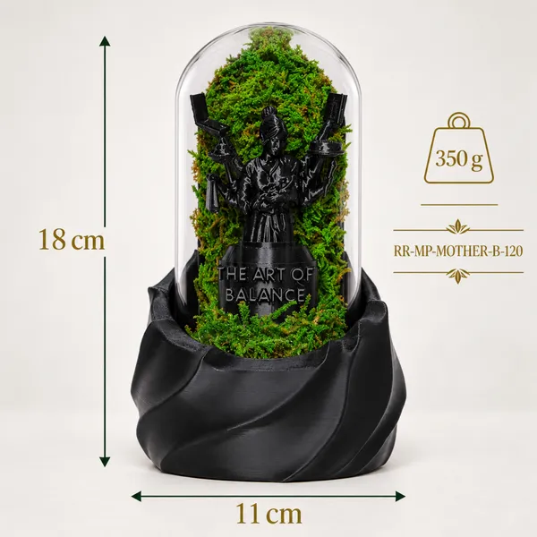 Polymer_Glass_Spiritual_Moss_Multi-Armed_Goddess_Black_For_Glass_Dome_Decor