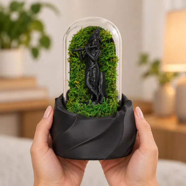 Polymer_Glass_Spiritual_Moss_Krishna_Flute_Player_Black_For_Glass_Dome_Decor
