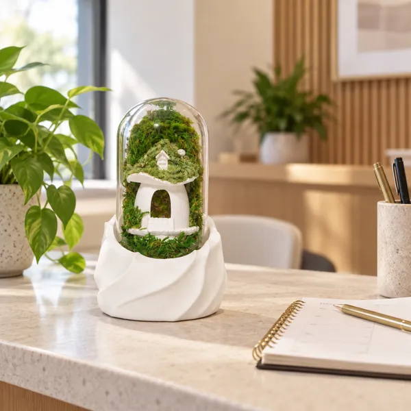 Polymer_Glass_Woodland_Moss_Miniature_House_White_For_Glass_Dome_Decor