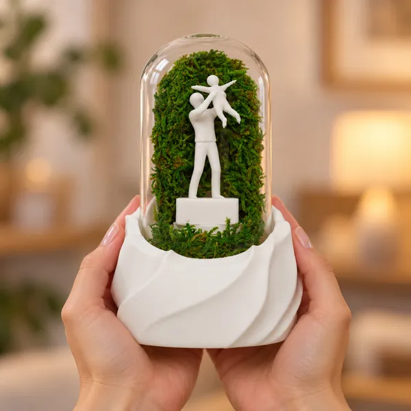 Polymer_Glass_Dome_White_Father_Figurine_Preserved_Moss_Decor
