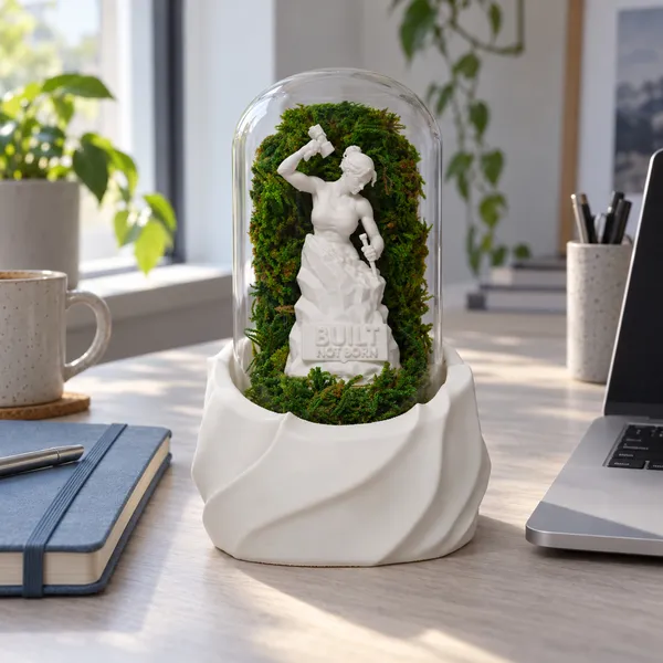 Polymer_Glass_Dome_White_Self_Made_Woman_Preserved_Moss_Decor