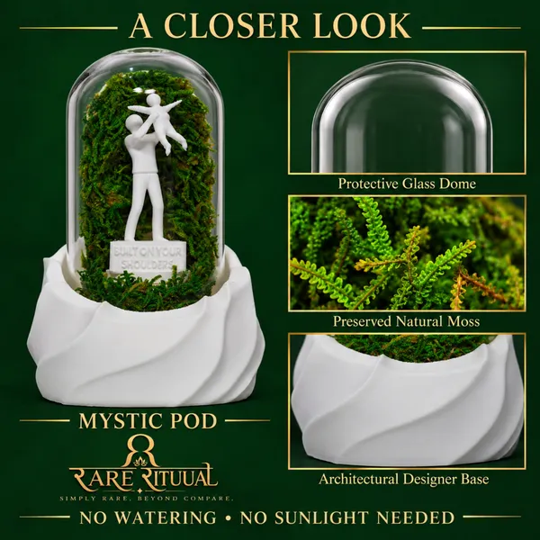 Polymer_Glass_Dome_White_Father_Figurine_Preserved_Moss_Decor