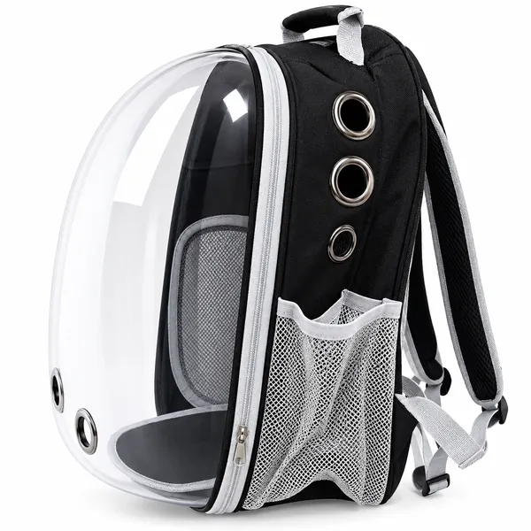 Black_Polyester_Transparent_Dome_Pet_Carrier_Backpack