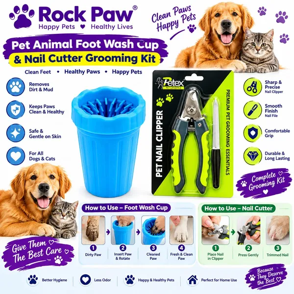Blue_Pet_Paw_Wash_Cup_Nail_Clipper_Grooming_Kit_For_Dogs_Cats_Pack_Of_2