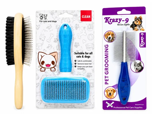 Pet_Grooming_Brush_Comb_Set_Wood_Plastic_For_Dogs_Cats_Pack_Of_3