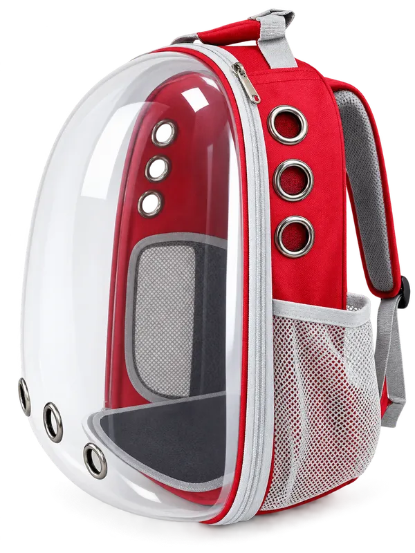 Red_Polyester_Transparent_Bubble_Pet_Carrier_Backpack