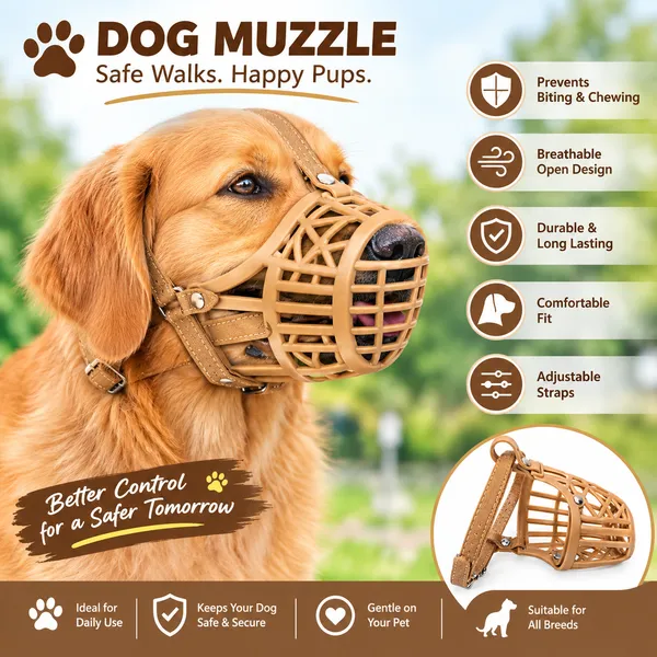 Tan_Pvc_Basket-Style_Adjustable_Dog_Muzzle_Pack_Of_7