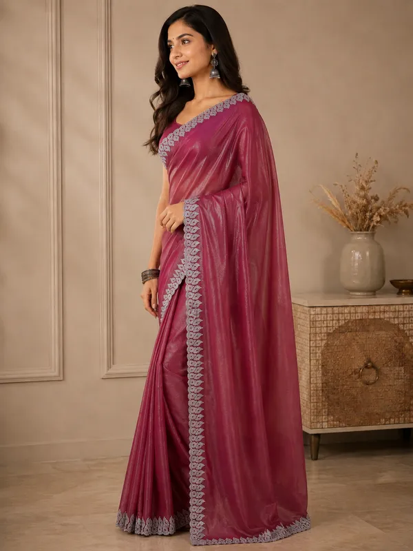 Maroon_Embroidered_Saree_For_Women