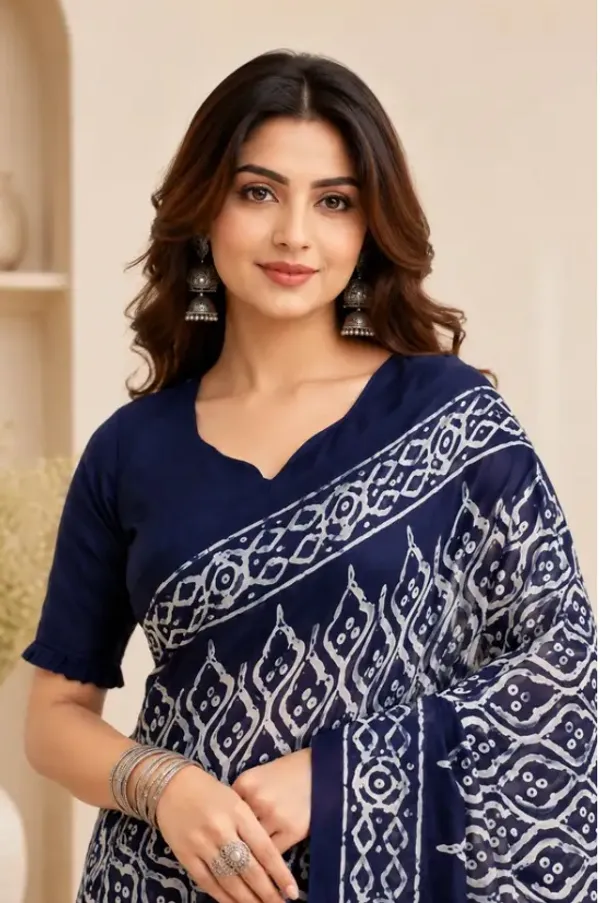 Blue_Block_Print_Saree