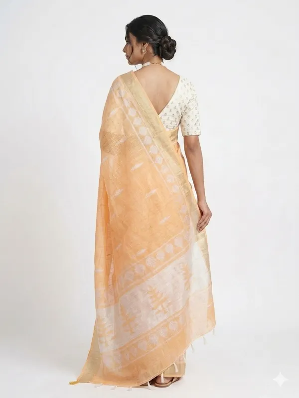 Peach_Sheer_Woven_Saree_for_Women