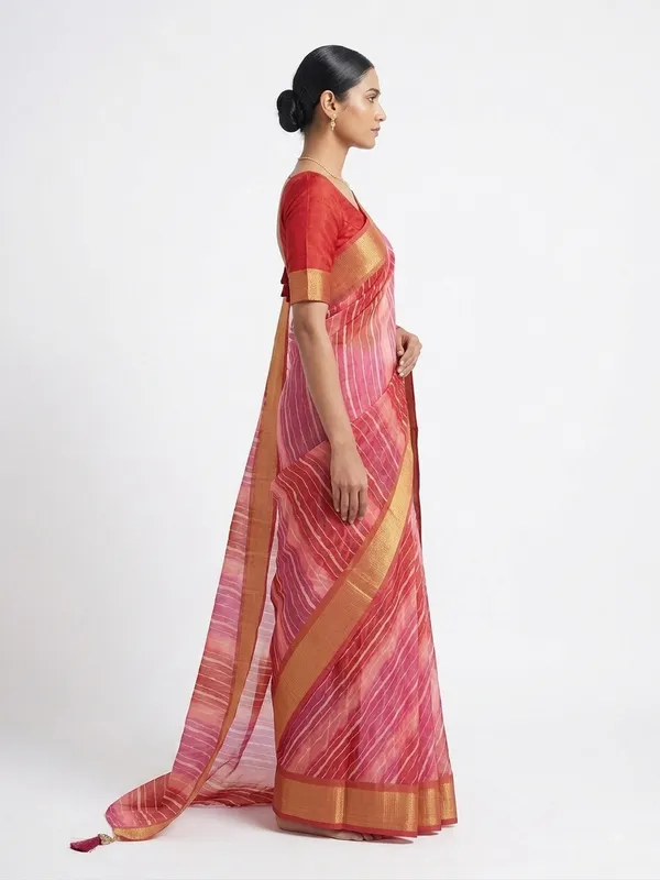 Pink_Striped_Saree_For_Women