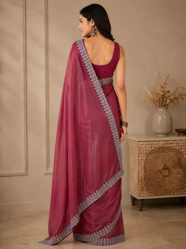 Maroon_Embroidered_Saree_For_Women