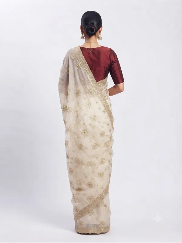 Cream_Embroidered_Saree_For_Women
