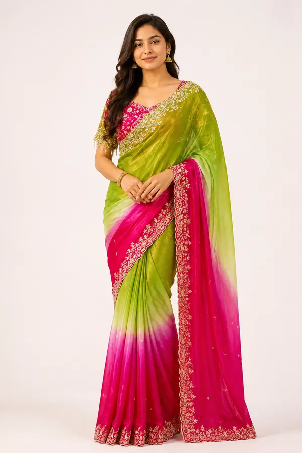 Green_And_Pink_Traditional_Embroidered_Saree_for_Women