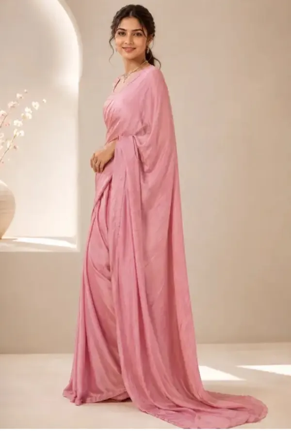 Pink_Chinnon_Saree_With_Sequin_Work_Blouse_Piece