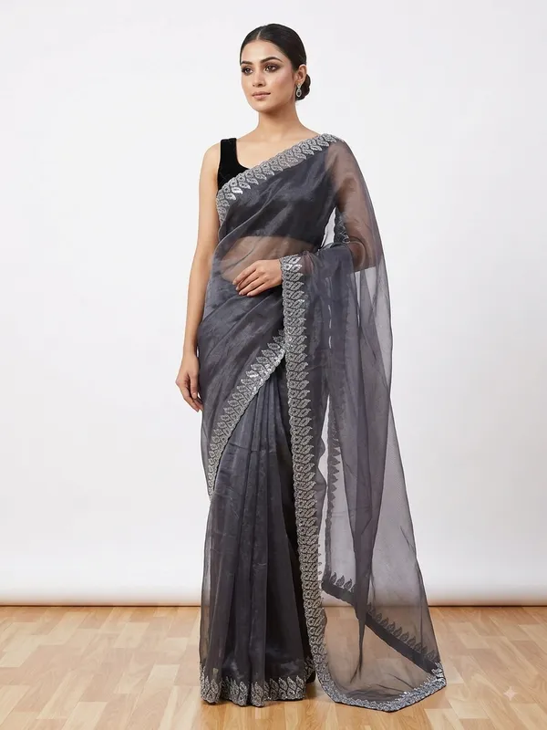 Black_Organza_Embroidered_Saree_for_Women