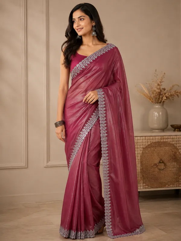 Maroon_Embroidered_Saree_For_Women