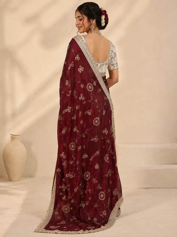 Maroon_Embroidered_Saree_for_Women