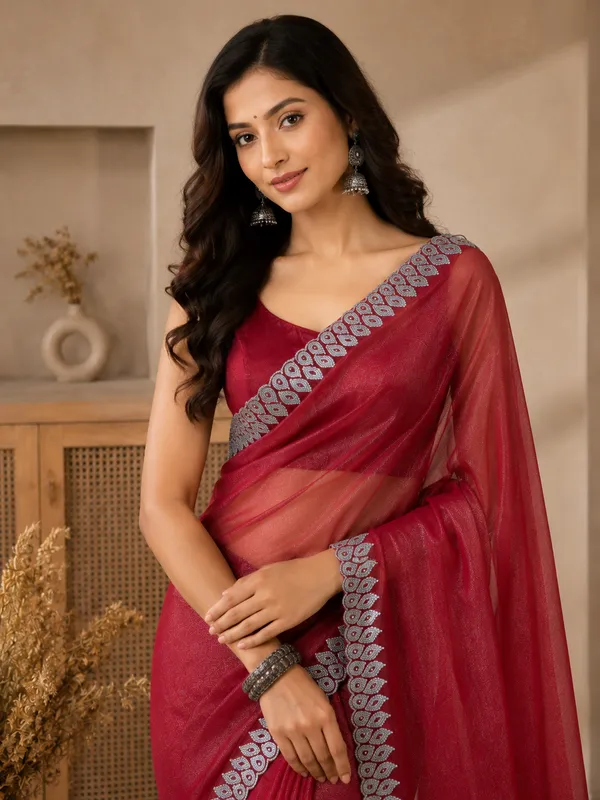 Maroon_Embellished_Saree_for_Women