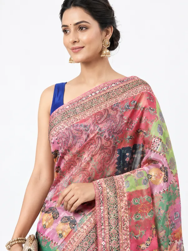 Pink_Multicolour_Printed_Saree_for_Women