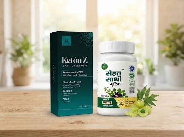Keton_Z_Ketoconazole_Zpto_Anti-Dandruff_Shampoo_And_Sehat_Saathi_Fennel_Fenugreek_Ayurvedic_Digestive_Tablets_Pack_Of_2