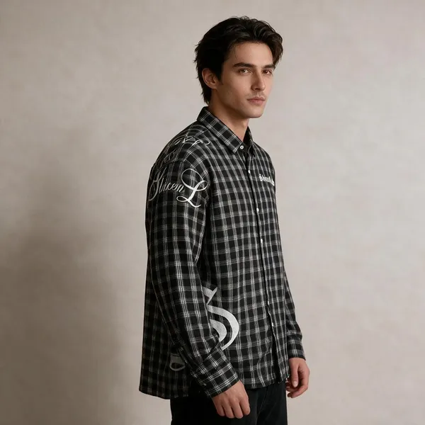 Black_Checked_Woven_Fabric_Regular_Fit_Shirt_For_Men