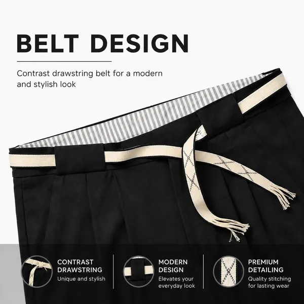 Black_Polyester_Wide_Leg_Drawstring_Trousers_For_Men