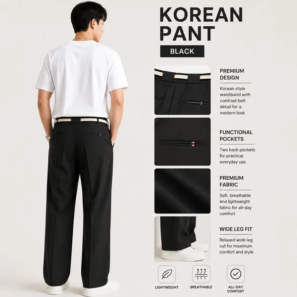 Black_Polyester_Wide_Leg_Drawstring_Trousers_For_Men