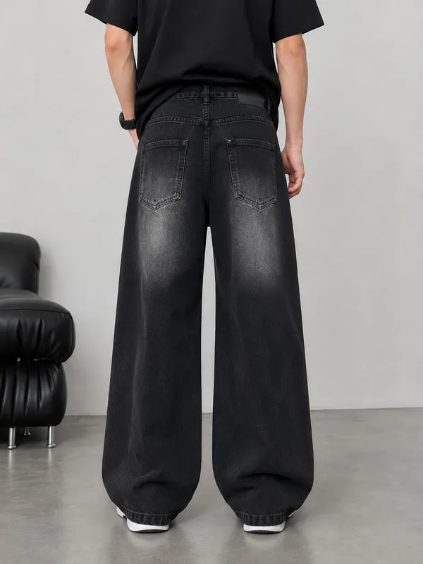 Black_Cotton_Denim_Wide_Leg_Jeans_For_Men