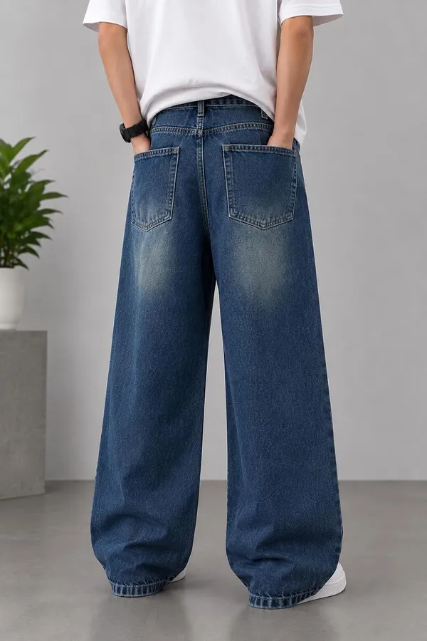 Blue_White_Shade_Cotton_Denim_Wide_Leg_Jeans_For_Men