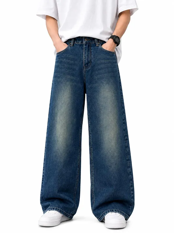 Blue_White_Shade_Cotton_Denim_Wide_Leg_Jeans_For_Men