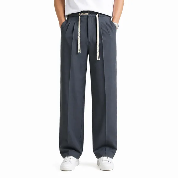 Charcoal_Grey_Polyester_Wide_Leg_Drawstring_Trousers_For_Men