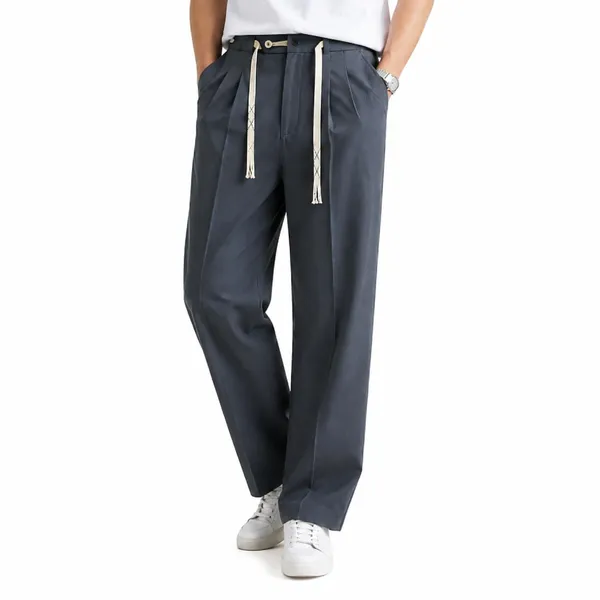 Charcoal_Grey_Polyester_Wide_Leg_Drawstring_Trousers_For_Men
