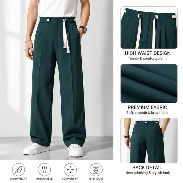 Ice_Grey_Polyester_Wide_Leg_Drawstring_Trousers_For_Men