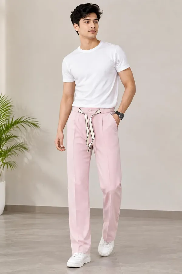 Warm_Beige_Polyester_Wide_Leg_Drawstring_Trousers_For_Men