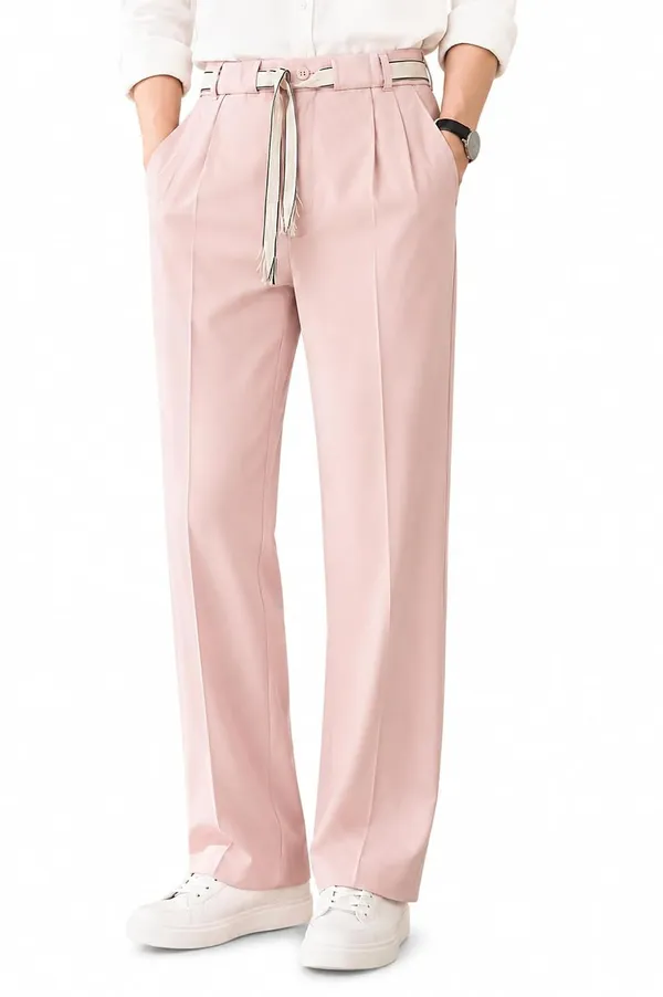 Warm_Beige_Polyester_Wide_Leg_Drawstring_Trousers_For_Men