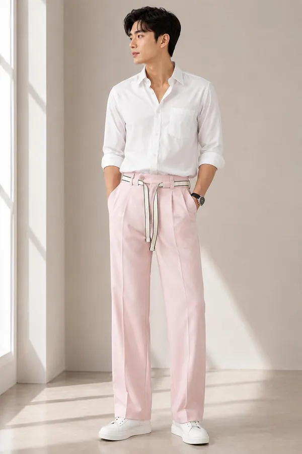 Warm_Beige_Polyester_Wide_Leg_Drawstring_Trousers_For_Men
