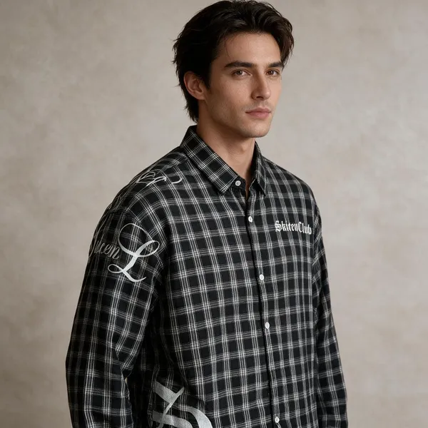 Black_Checked_Woven_Fabric_Regular_Fit_Shirt_For_Men
