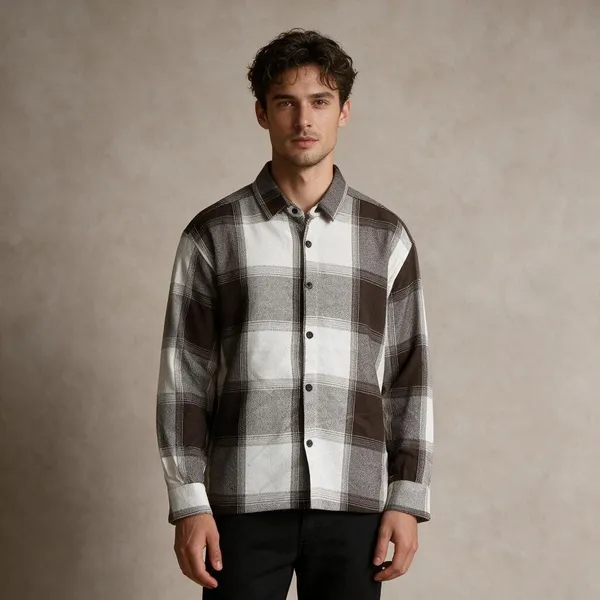 Dark_Brown_Flannel_Checks_Woven_Fabric_Boxy_Fit_Shirt_For_Men