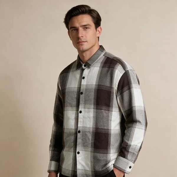 Dark_Brown_Flannel_Checks_Woven_Fabric_Boxy_Fit_Shirt_For_Men